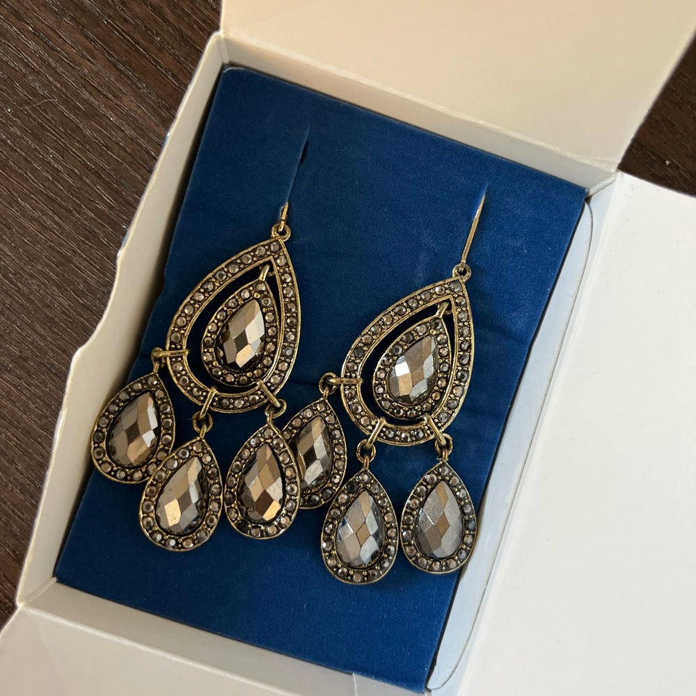 Elegant Gold and Silver Teardrop Earrings